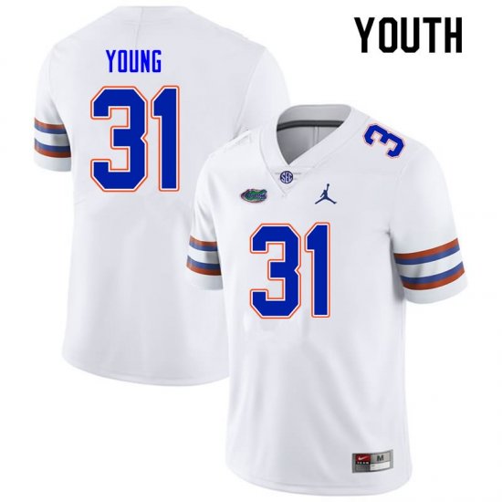 Youth Florida Gators #31 Jordan Young NCAA Nike White Authentic Stitched College Football Jersey LBT2762WA